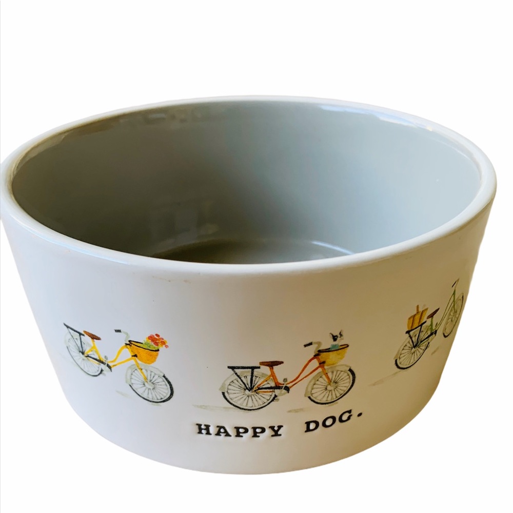 Rae Dunn Happy Dog Artisan Design Bicycle Bowl